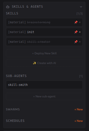 Skills & Agents: skill, sub-agent, swarm e schedule